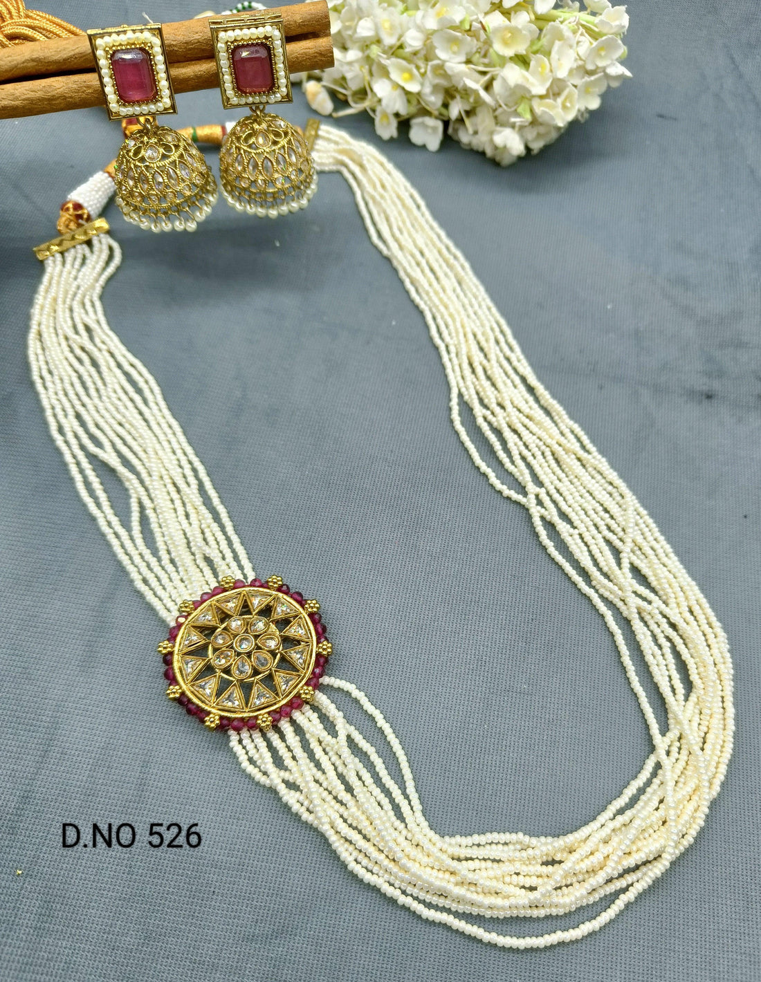 Long Polki Pearl Mala Mehandi Set Sku 526 B2 - rchiecreation