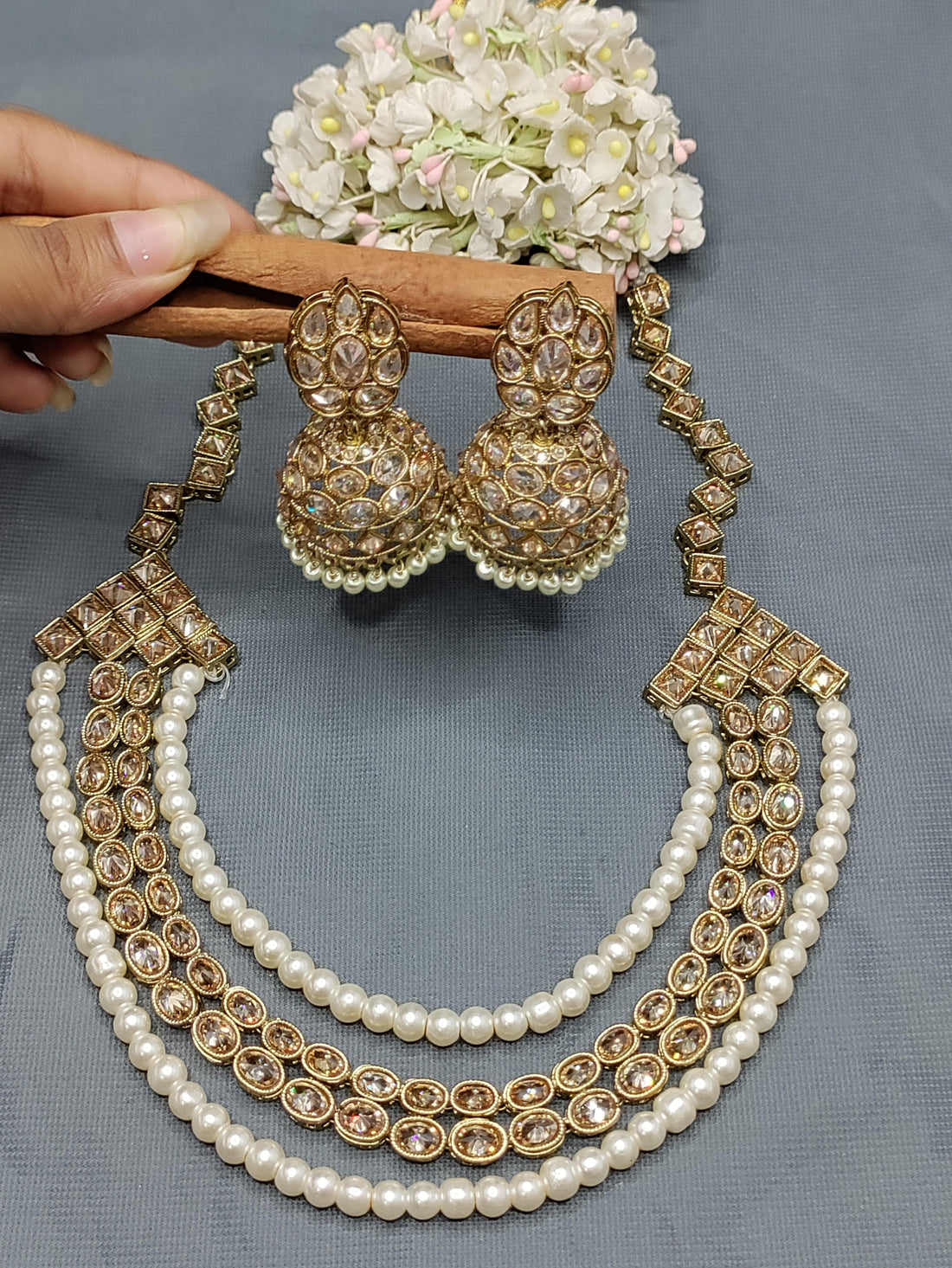 Long Polki Pearl Mala Mehandi Set (Sku- B10) B2 - rchiecreation