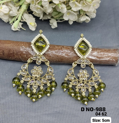 Mehandi Polki Earring Sku-988 A1 - rchiecreation