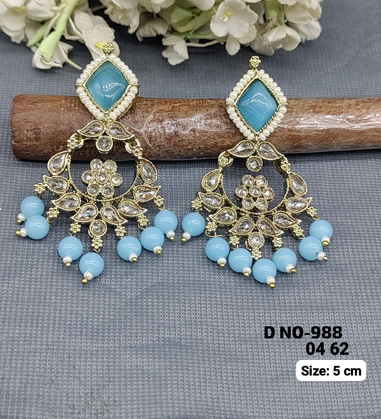 Mehandi Polki Earring Sku-988 A1 - rchiecreation