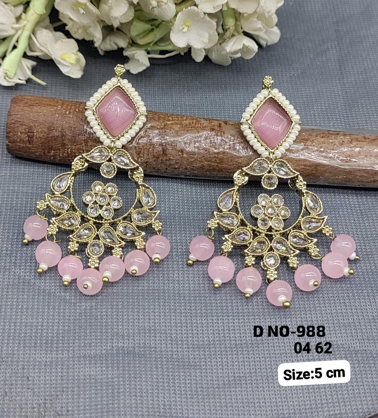 Mehandi Polki Earring Sku-988 A1 - rchiecreation