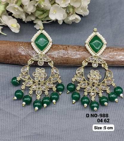 Mehandi Polki Earring Sku-988 A1 - rchiecreation