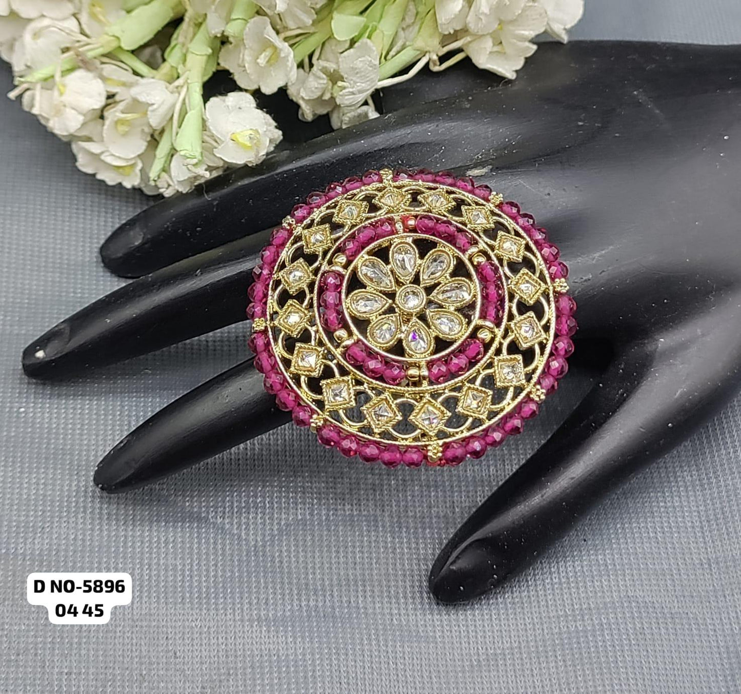 Mehendi Polki Finger Ring SKU 5896 E2 - rchiecreation