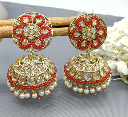 Mehndi Polki Jhumki Earring Sku 337 A4 - rchiecreation