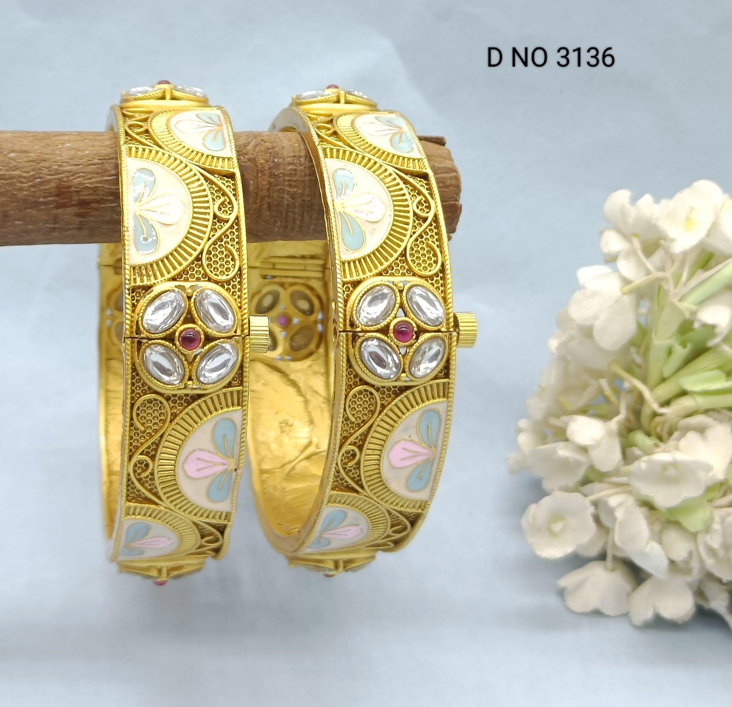 Minakari Antique Bangles Sku 3136 D1 - rchiecreation