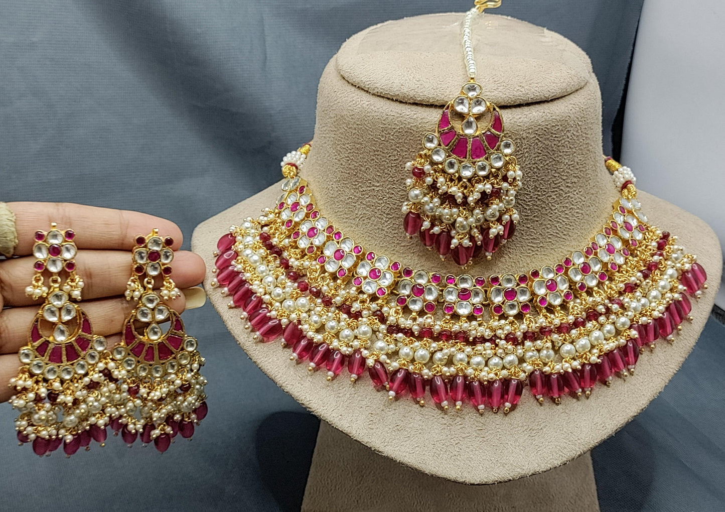 Pacchi Kundan Necklace set Sku-2081 - rchiecreation