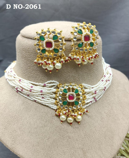 Pachi kundan Choker Necklace Sku-2061 - rchiecreation