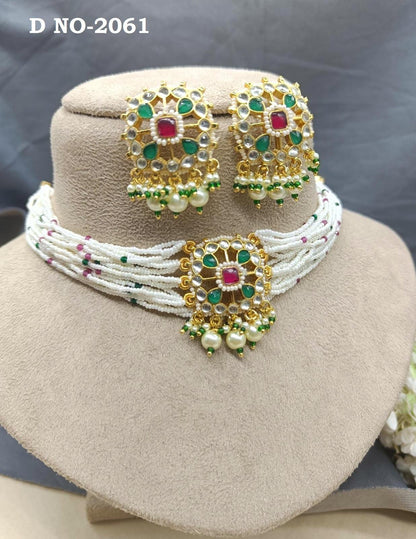 Pachi kundan Choker Necklace Sku-2061 - rchiecreation