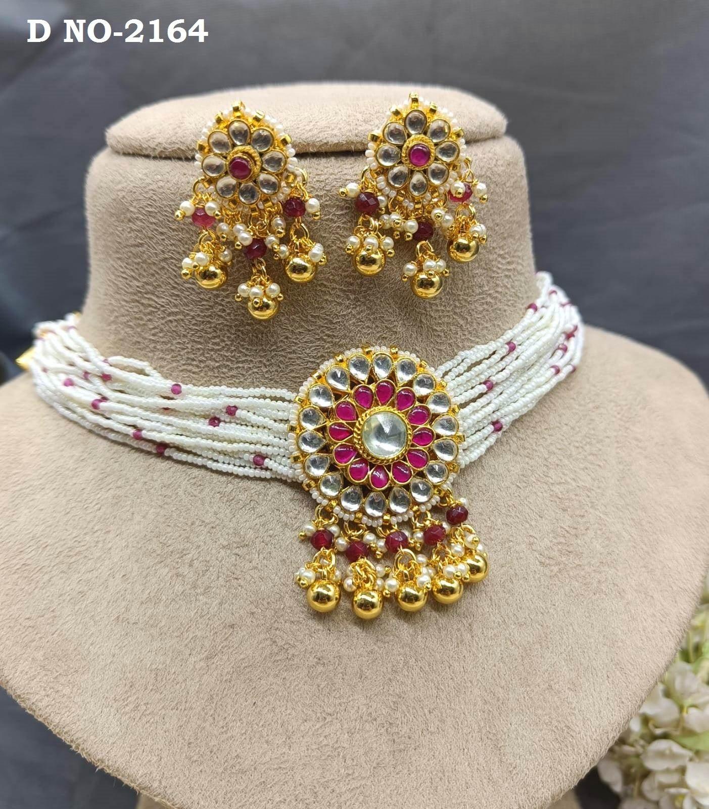 Pachi kundan Choker Necklace Sku-2164 - rchiecreation