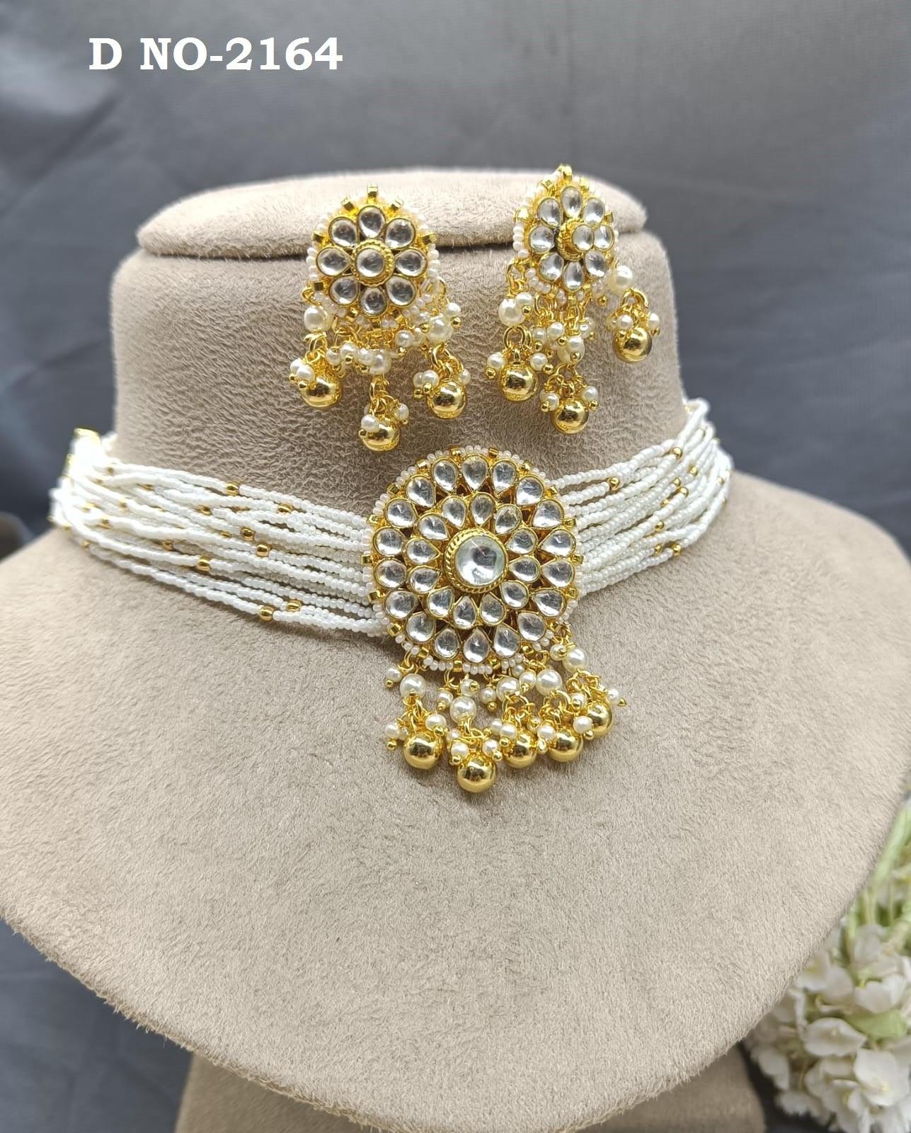 Pachi kundan Choker Necklace Sku-2164 - rchiecreation