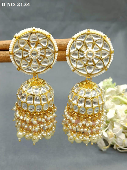 Pachi kundan jhumki earring-2134 - rchiecreation