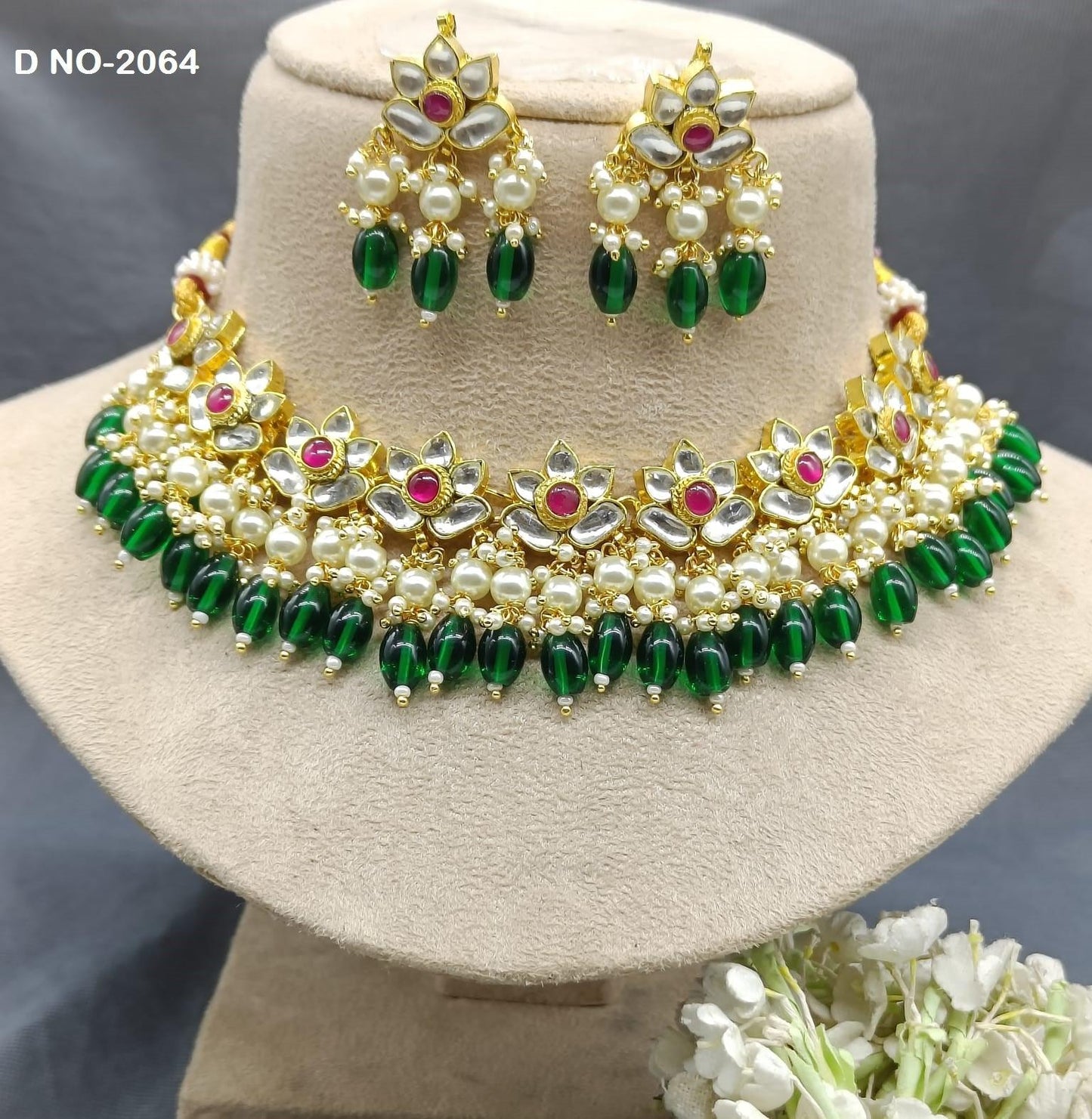 Pachi kundan Necklace Sku-2064 - rchiecreation