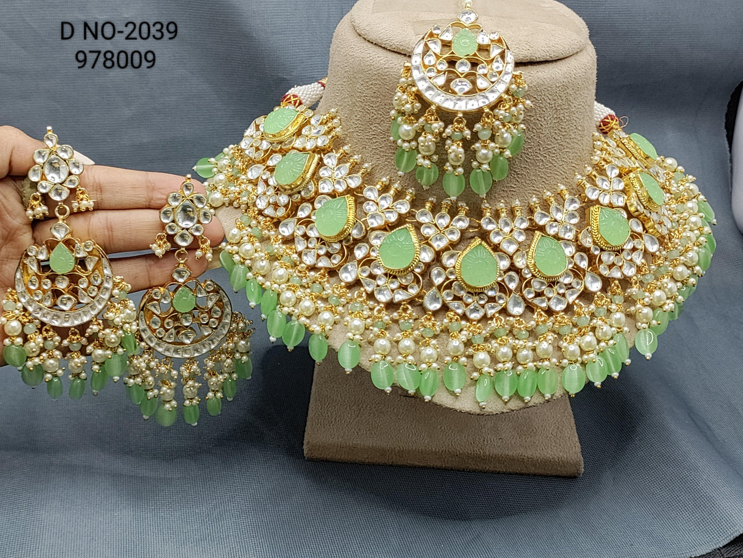 Pachi kundan semi bridal Necklace Sku-2039 - rchiecreation