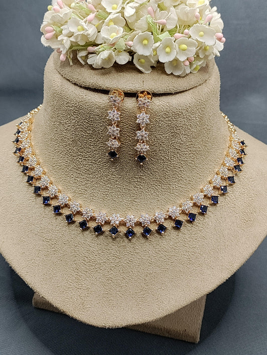 Party Wear Diamond Necklace Rosegold Sku 6059 C3 - rchiecreation