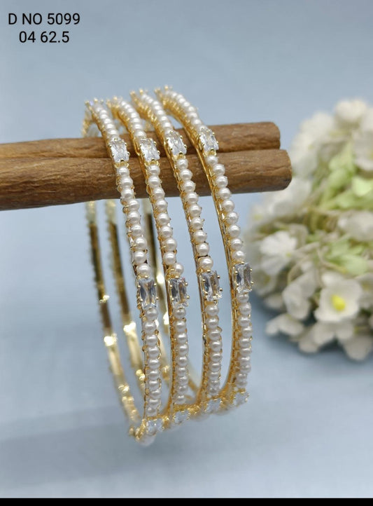 Peal Ad Stone Golden Bangles Sku 5099 G4 - rchiecreation