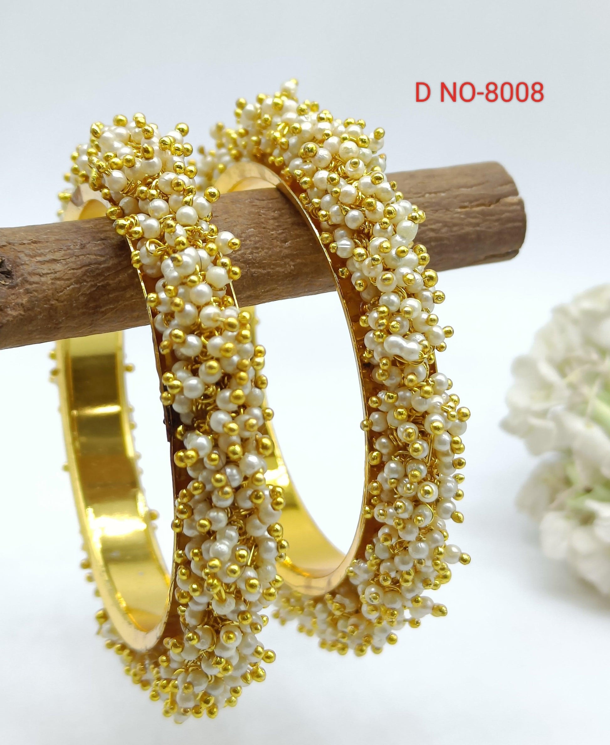 Pearl Golden Bangles Sku- 8008 G2 - rchiecreation