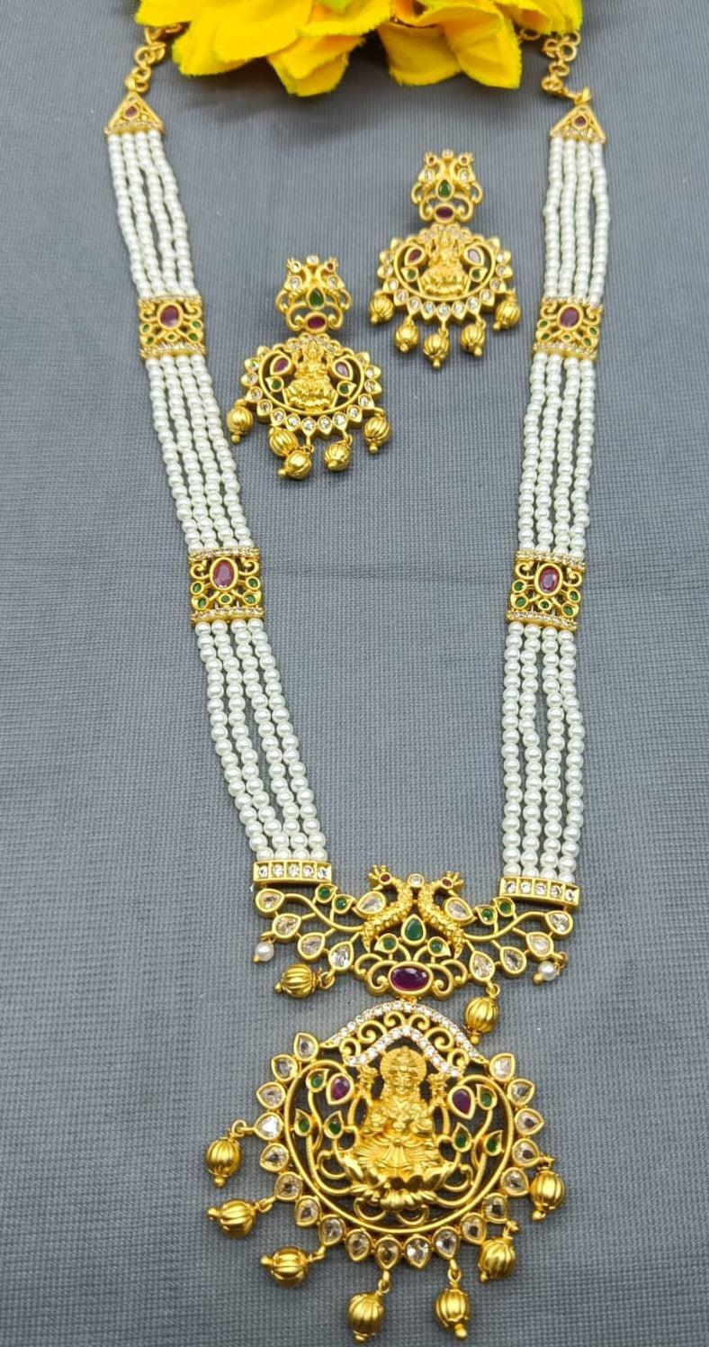 Pearl Golden Necklace set Sku-6080 D3 - rchiecreation