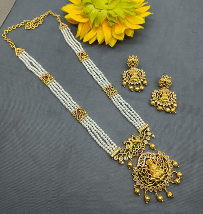 Pearl Golden Necklace set Sku-6080 D3 - rchiecreation