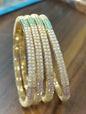 Pearl Golden Pink+Mint Stone Bangle Sku -6035 G4 - rchiecreation