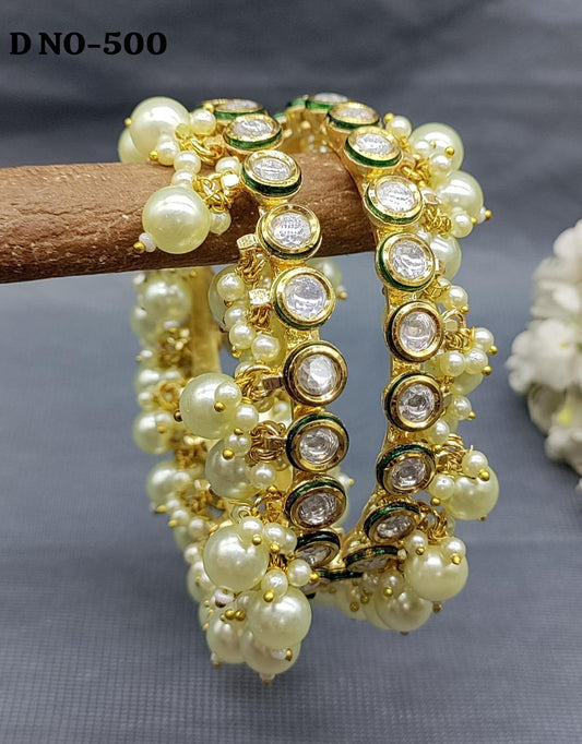 Pearl Kundan Bangles Sku- 500 G4 - rchiecreation