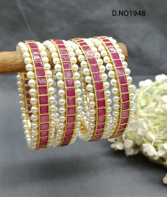 Pearl Polki Bangles Sku- 1948 F3 - rchiecreation