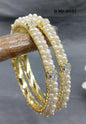 Pearl Stone Bangles Golden Sku -6037 - rchiecreation