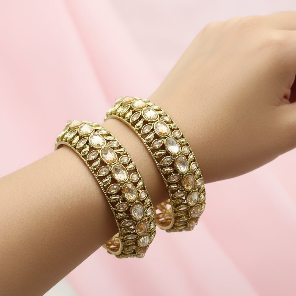 Polki Ad Bangle Sku-8878G1 - rchiecreation