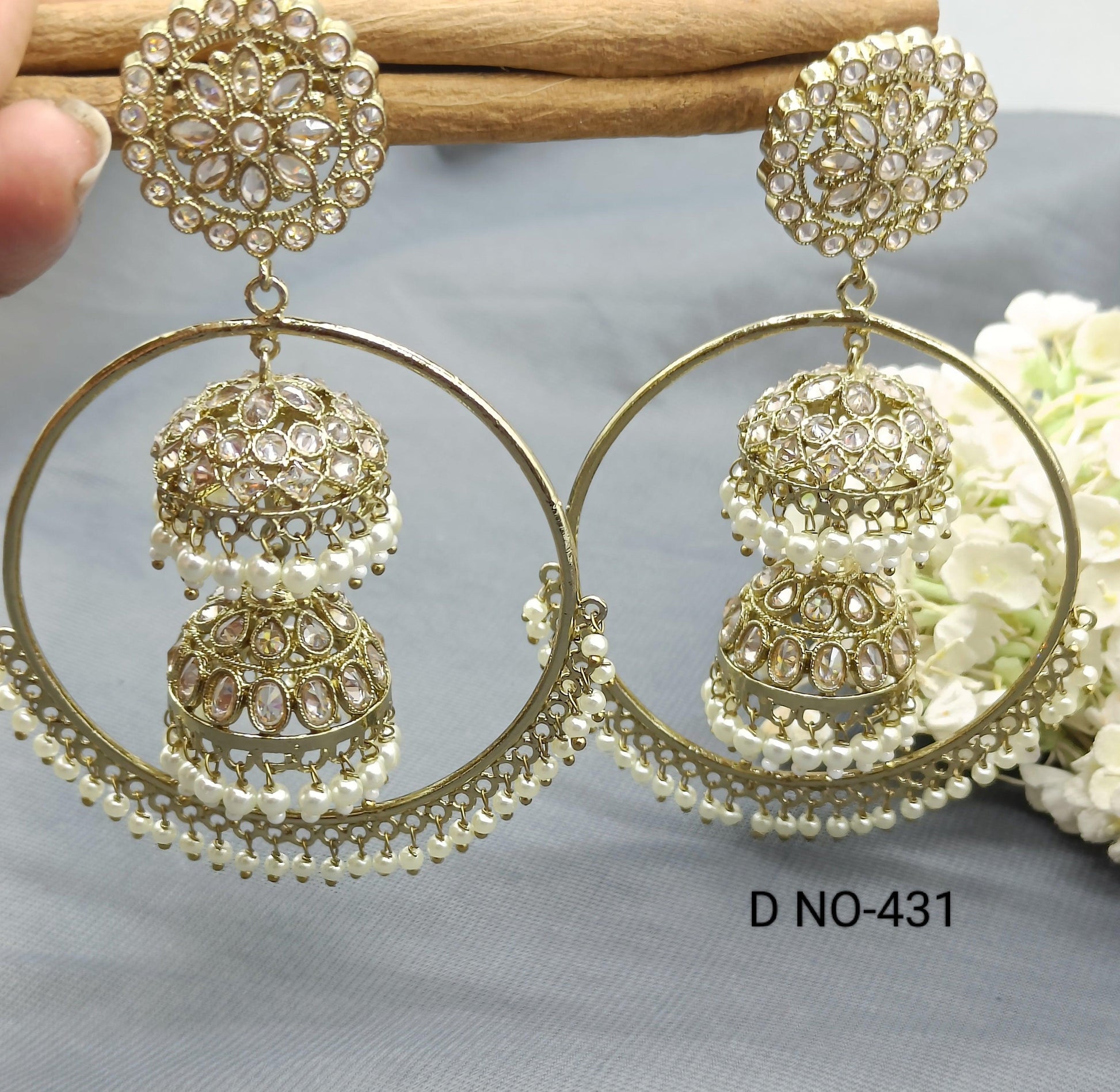Polki Bali Earrings Sku 431 A3 - rchiecreation
