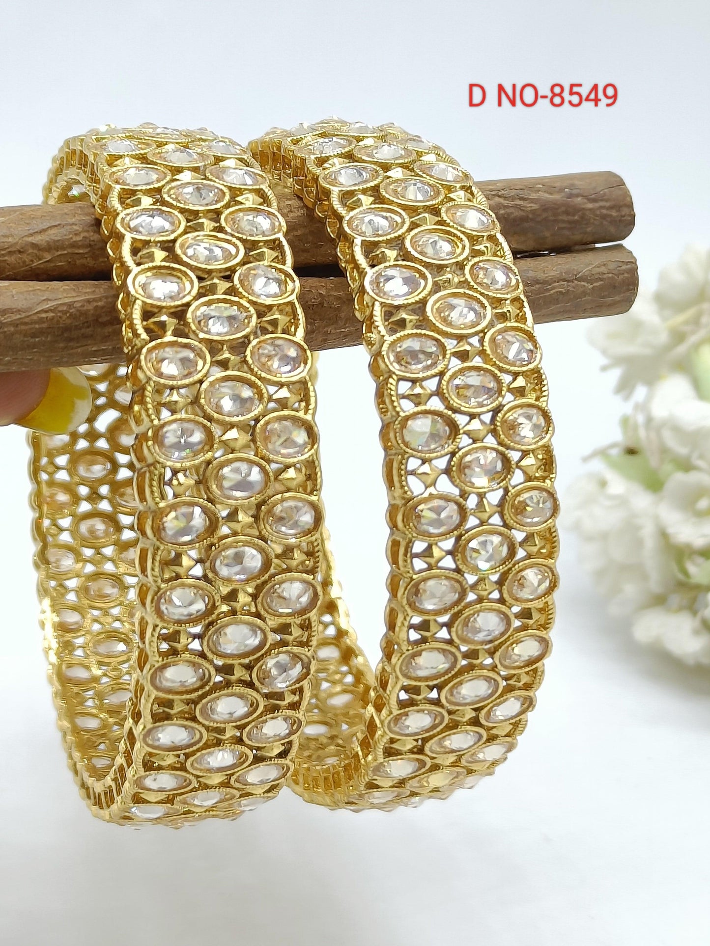 Polki Bangles Golden Sku-8549 F3 - rchiecreation