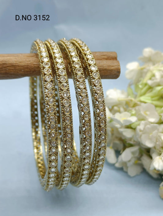 Polki Bangles Mehandi Sku 3152 G2 - rchiecreation