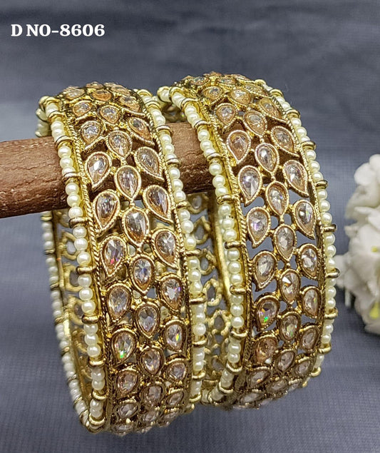 Polki Bangles Mehandi Sku 8606 G-3 - rchiecreation