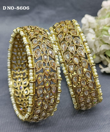 Polki Mehandi LCT  Bangles Sku 8606  (Box of 3 Pair (2Pc) 2.4,2.6,2.8 )
