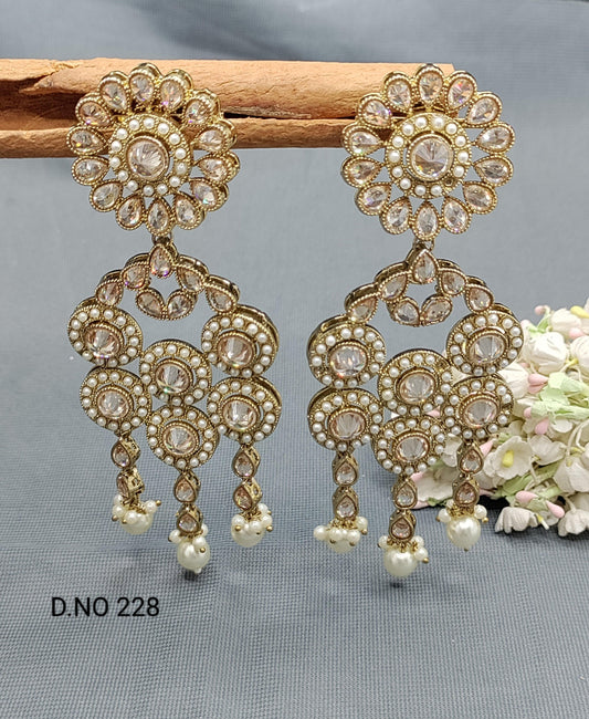 Polki Big Earring Mehndi Sku -228 A2 - rchiecreation