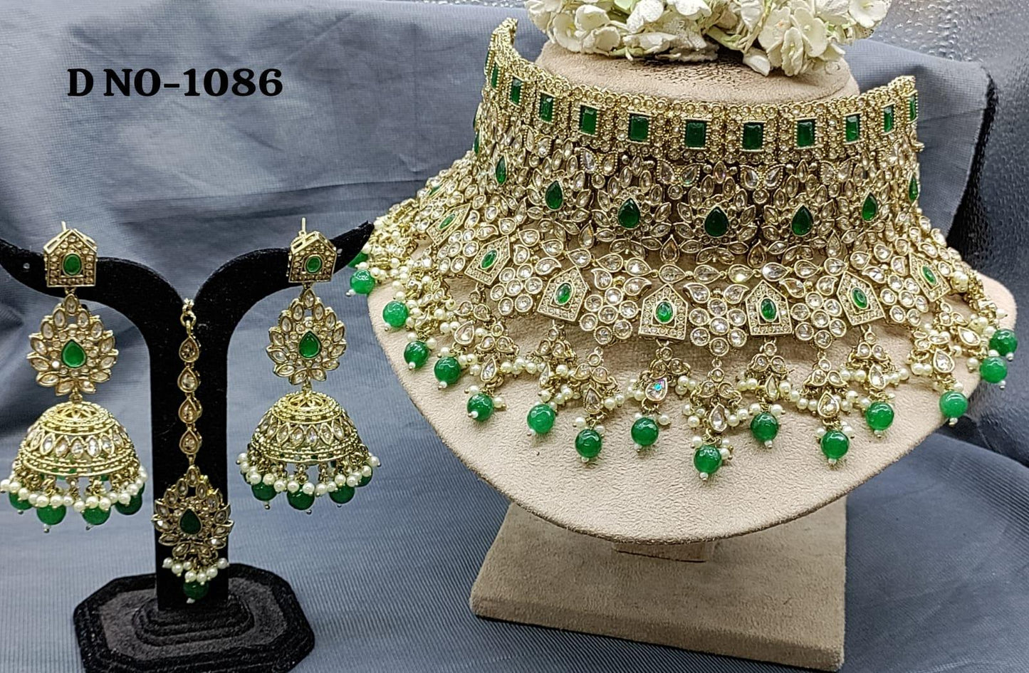 Polki Bridal Necklace Set Sku-1086 B2 - rchiecreation