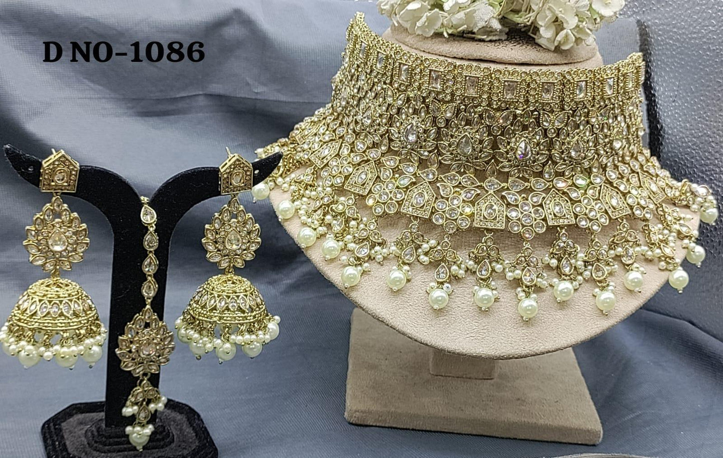 Polki Bridal Necklace Set Sku-1086 B2 - rchiecreation