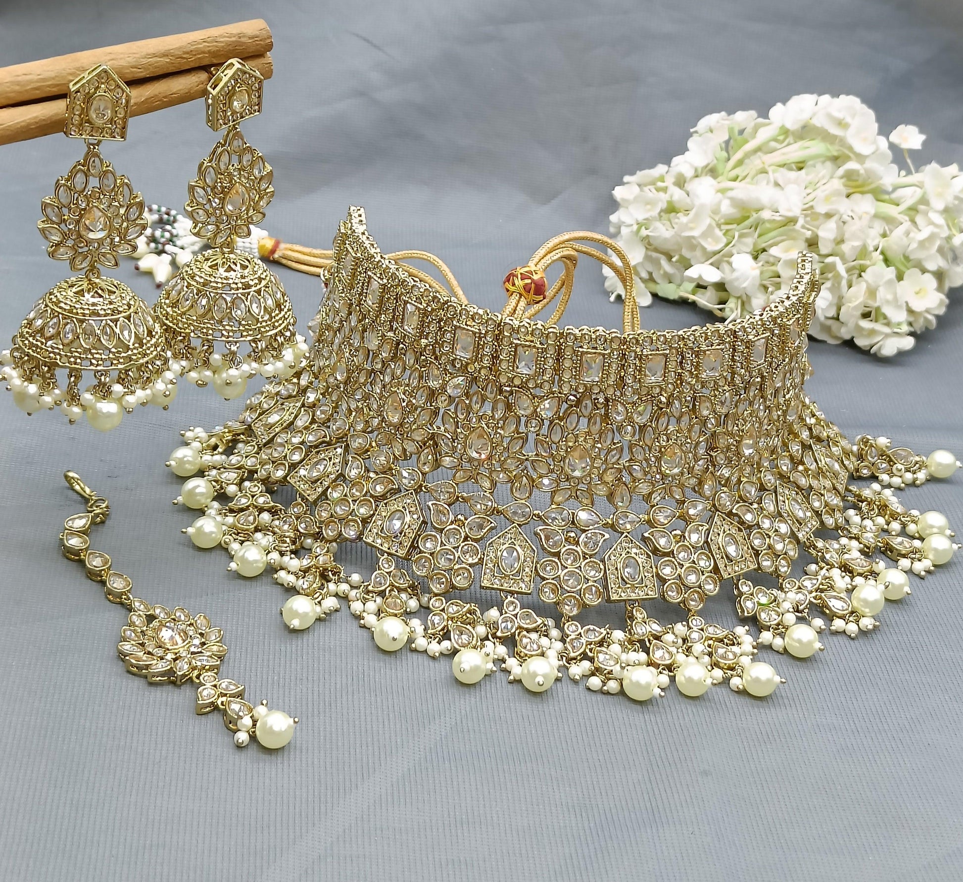 Polki Bridal Necklace Set Sku-1086 B2 - rchiecreation