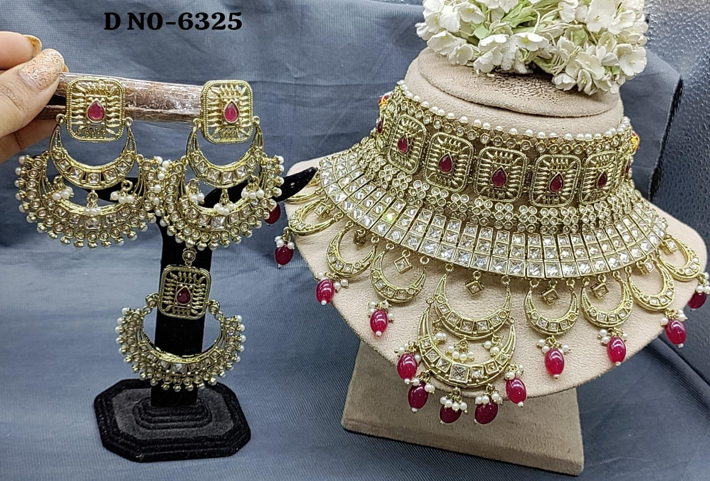 Polki Bridal Necklace Set Sku-6325 B2 - rchiecreation