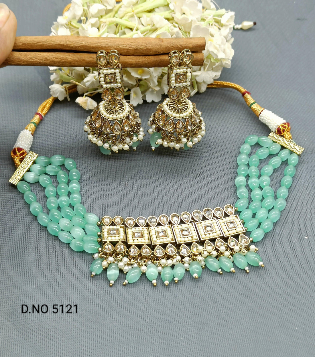 Polki Choker Necklace Sku -5121 B1 - rchiecreation