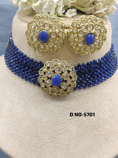 Polki Choker Necklace Sku -5701 B4 - rchiecreation