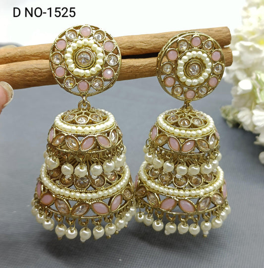 Polki Double Jhumki Earring Sku -1525 A4 - rchiecreation