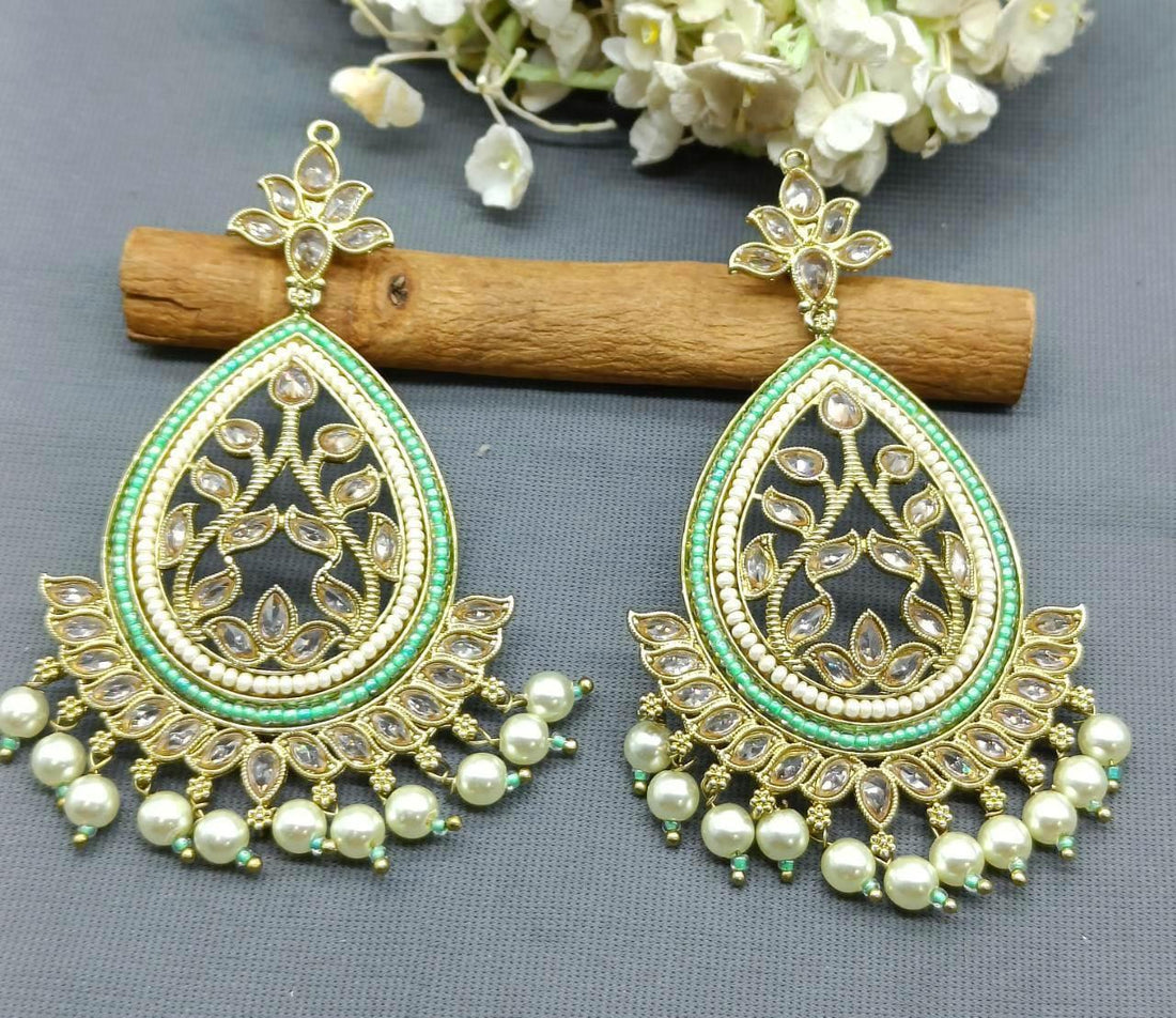 Polki Earring Mehndi Sku-452 A1 - rchiecreation