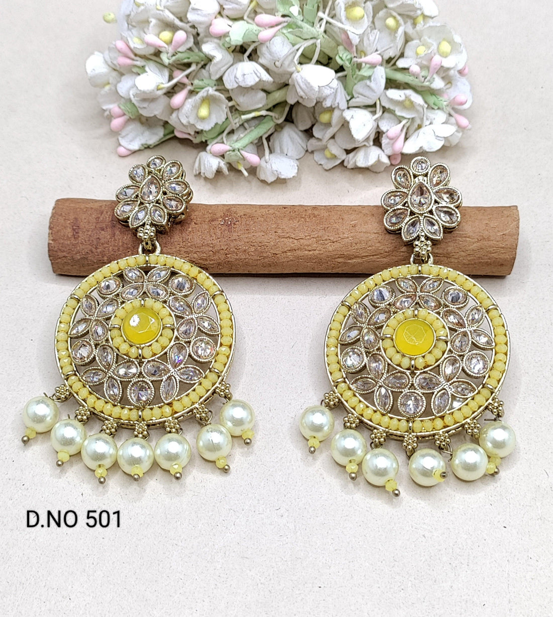 Polki Earring Mehndi Sku 501 A1 rchiecreation