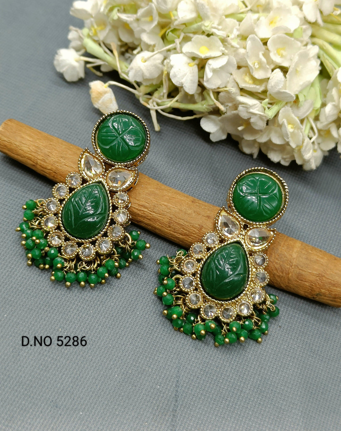 Polki Earring Mehndi Sku- 5286 E3 - rchiecreation