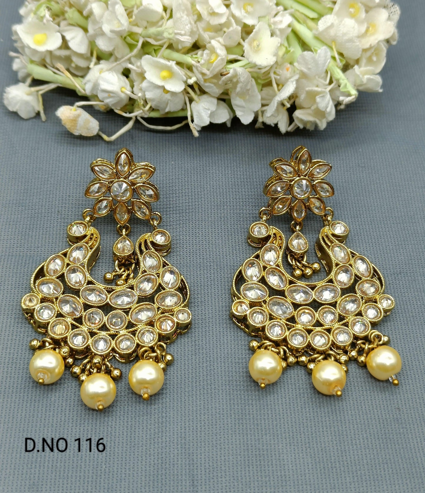 Polki Earring SKU 116 E3 - rchiecreation