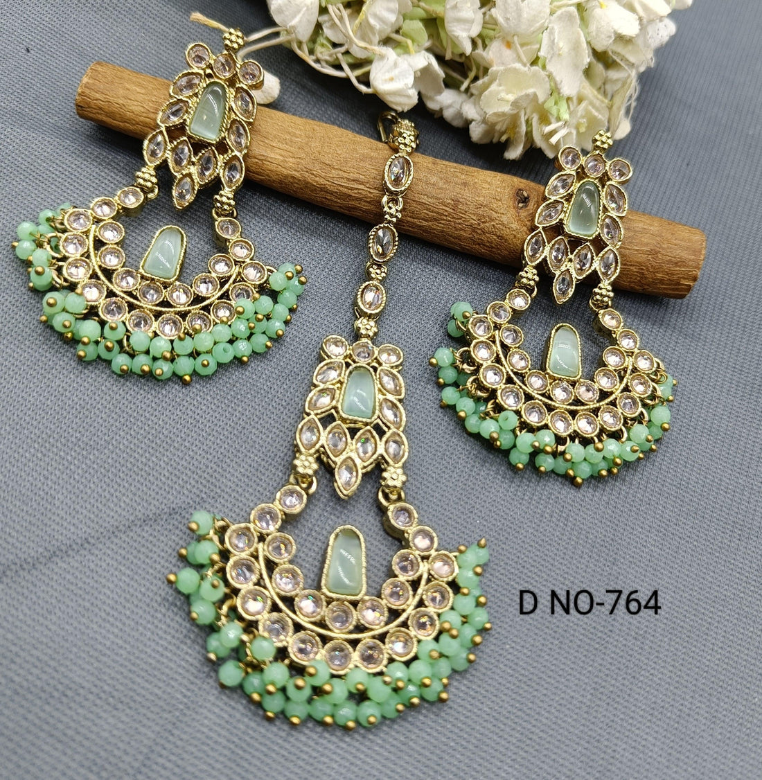Polki Earring+Tika Sku 764 A1 - rchiecreation