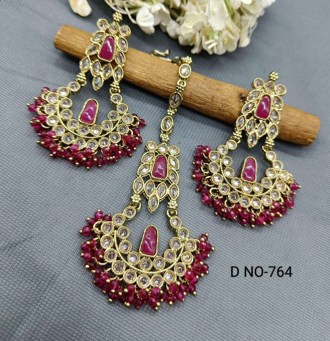 Polki Earring+Tika Sku 764 A1 - rchiecreation