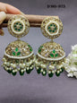 Polki Jhumki Earring Mahndi Sku 973 A3 - rchiecreation