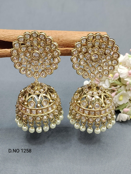 Polki Jhumki Earring Sku 1258 A-3 - rchiecreation