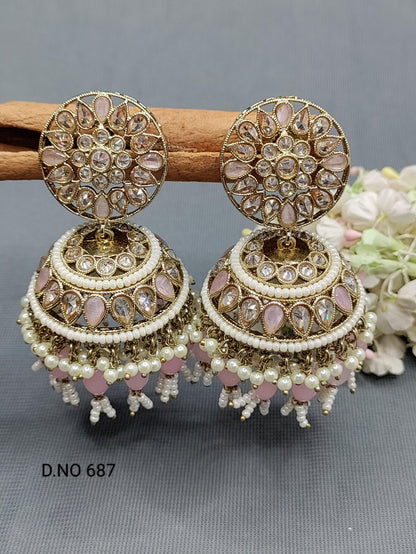 Polki Jhumki Earring Sku-687 A3 - rchiecreation