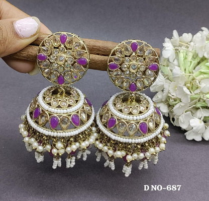 Polki Jhumki Earring Sku-687 A3 - rchiecreation